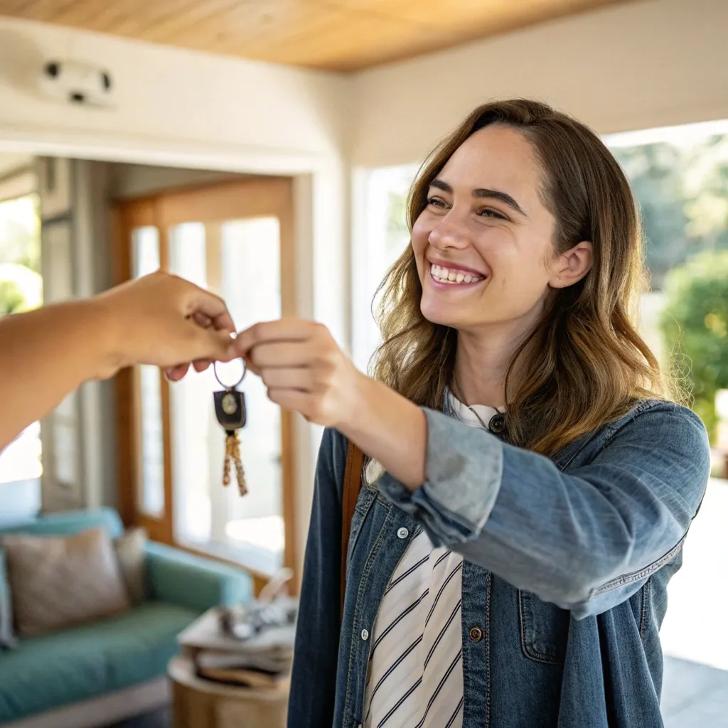 Sarah receiving her duplicate keys